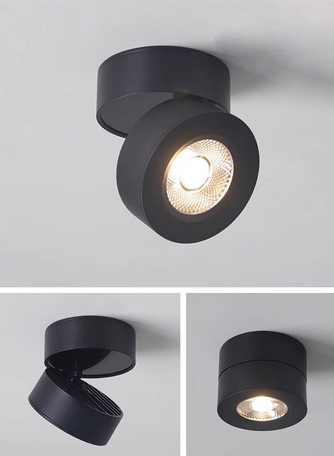 Black Adjustable LED Ceiling Spotlights 24°Angle Diameter 10x10x75mm,Surface Mounted Spot light Downlight,12W 230V Cob Bulbs Lamp Included Aluminium Body - Image 3