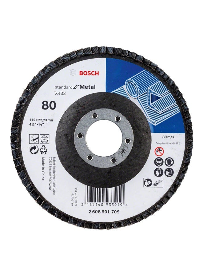 BOSCH Standard Metal Flap Disc X433, 80 Grit, 115 mm Diameter-2608601709 - Image 1