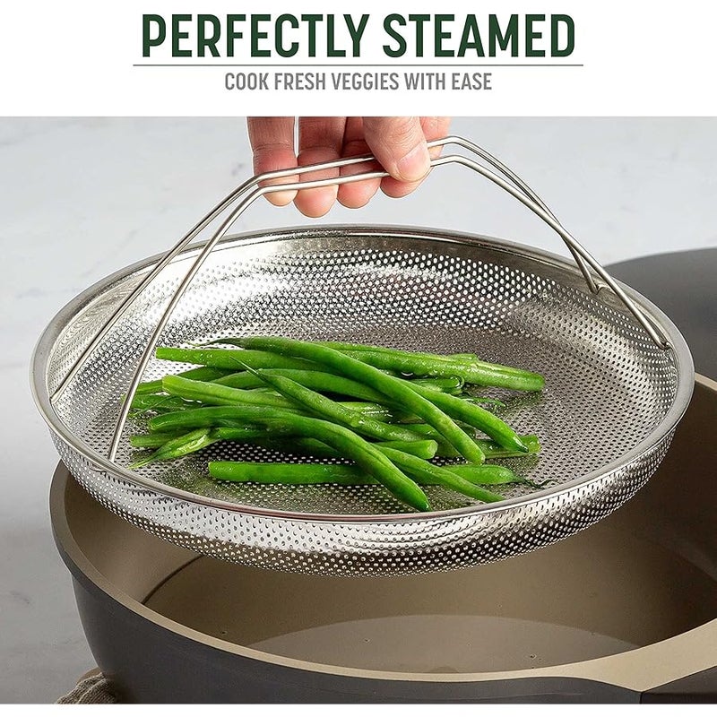 Goodful All-In-One Pan Steamer Basket, Premium Stainless Steel Construction, Dishwasher Safe, Perfect for Steaming Vegetables, Full Handle for Easy Use - Image 2