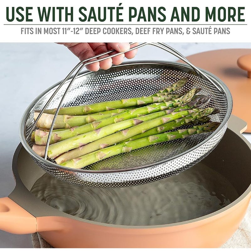 Goodful All-In-One Pan Steamer Basket, Premium Stainless Steel Construction, Dishwasher Safe, Perfect for Steaming Vegetables, Full Handle for Easy Use - Image 4