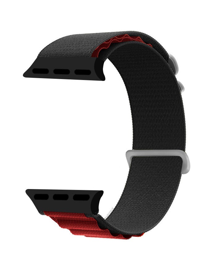Replacement Band for Apple Watch Band 49mm 46mm 45mm 44mm - Alpine Loop Band for Women Men - Adjustable With Metal G-Hook Strap For iWatch Ultra Series SE 8/7/6/5/4/3/2/1 - Black Red - Image 2