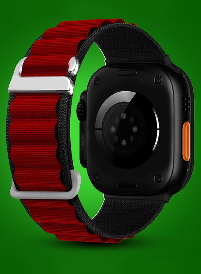 Replacement Band for Apple Watch Band 49mm 46mm 45mm 44mm - Alpine Loop Band for Women Men - Adjustable With Metal G-Hook Strap For iWatch Ultra Series SE 8/7/6/5/4/3/2/1 - Black Red - Image 4