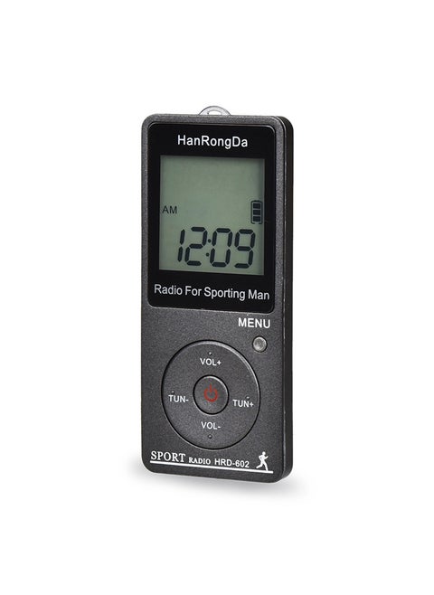 Mini Sports Radio with Pedometer and AM/FM Digital Display Grey