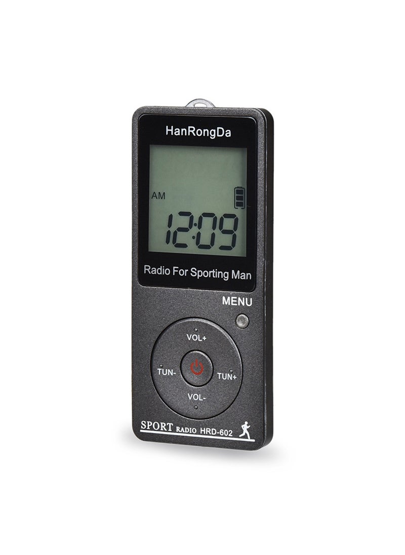Generic - Mini Sports Radio with Pedometer and AM/FM Digital Display Grey - Image 1