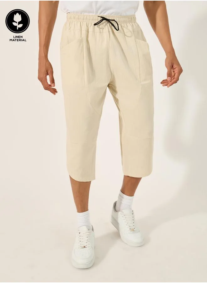 Styli Styli Cotton Linen Woven Pant with Drawstring