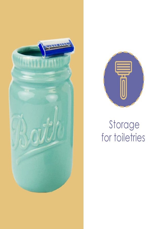 Home Basics 4-Piece Ceramic Mason Jar Bathroom Set (Mint), by Home Basics Beautiful and Contemporary Design Bathroom Accessory Sets Bath Accessories for Bathroom - Image 4