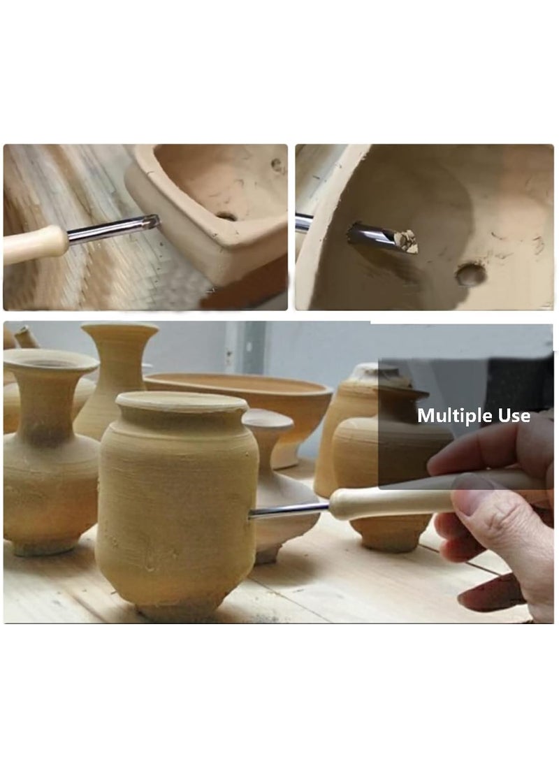 Starsouce Round Hole Clay Cutters Wood Handle Stainless Steel Pottery Sculpture Ceramic Drilling Tool Set 4 Pieces Assorted Size  - Image 4