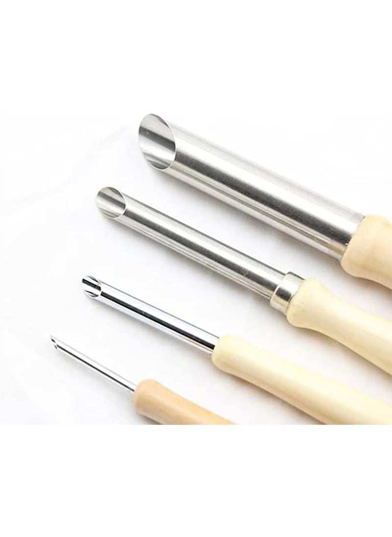 Starsouce Round Hole Clay Cutters Wood Handle Stainless Steel Pottery Sculpture Ceramic Drilling Tool Set 4 Pieces Assorted Size  - Image 2