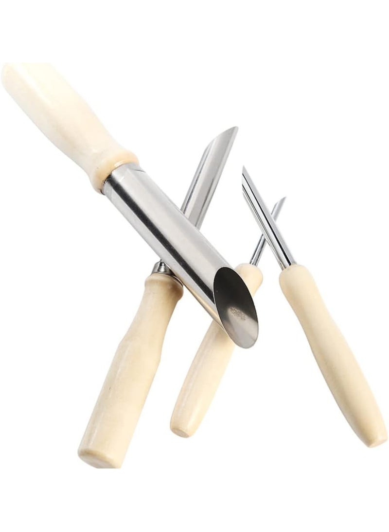Starsouce Round Hole Clay Cutters Wood Handle Stainless Steel Pottery Sculpture Ceramic Drilling Tool Set 4 Pieces Assorted Size  - Image 3