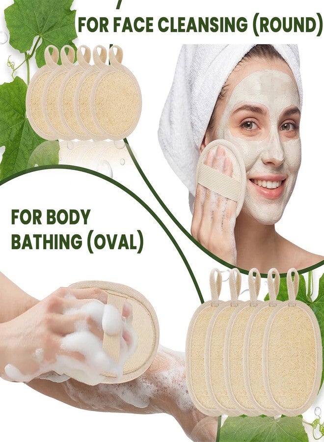 Waaqkid 10PCS Natural Loofah Sponge Set, Loofah Exfoliating Scrubber for Body & Facs - Image 2