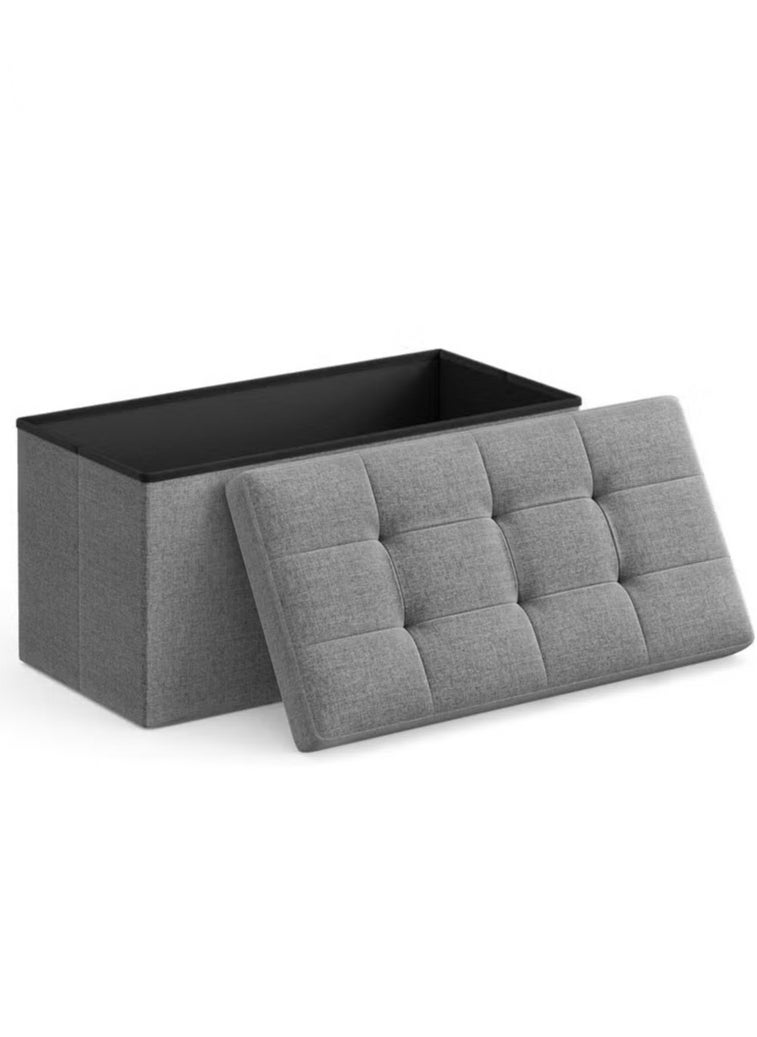 ULHYC 30-inch Folding Storage Stool, Storage Box, Footstool, Light Gray  - Image 1