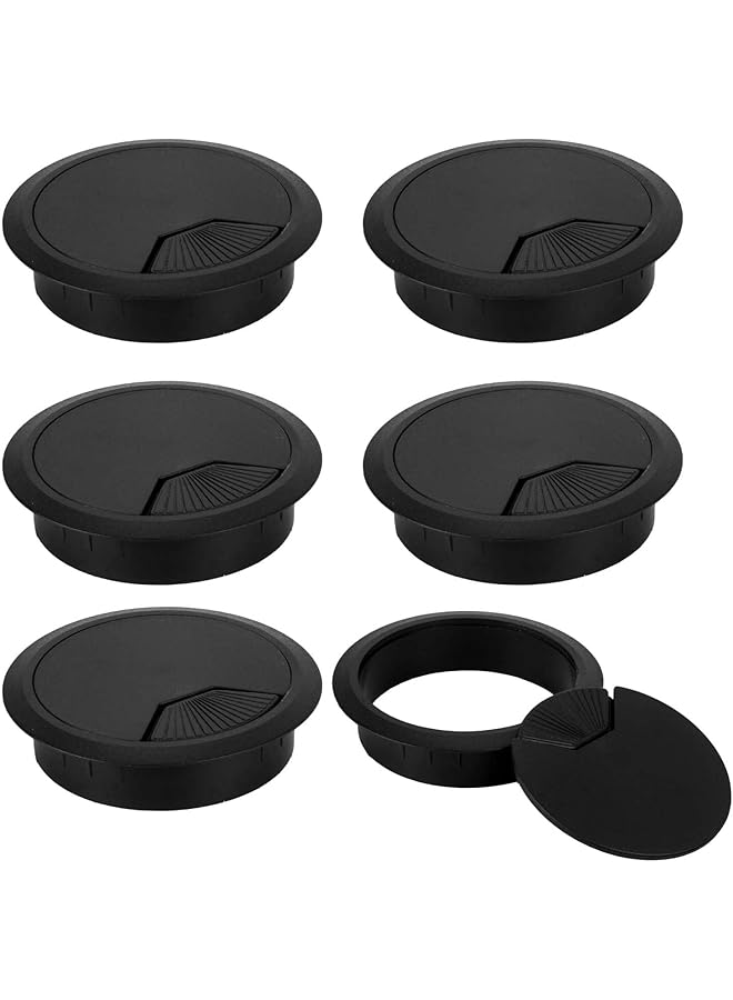 erorex 60Mm 2.4 Inch Desk Circular Cable Cable Ring Desk Port Hole Cover Plastic Grommet Computer Cable Tidy Desk Table Pc Outlet Wire Cover Computer Desk Cord Organizer For Home Office 6 Pack - Image 1