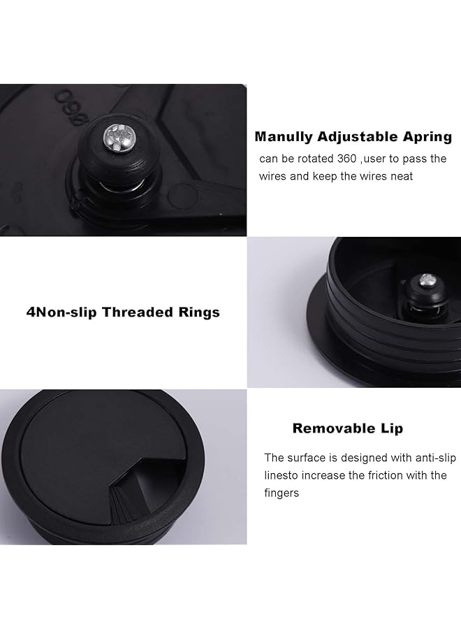 erorex 60Mm 2.4 Inch Desk Circular Cable Cable Ring Desk Port Hole Cover Plastic Grommet Computer Cable Tidy Desk Table Pc Outlet Wire Cover Computer Desk Cord Organizer For Home Office 6 Pack - Image 3