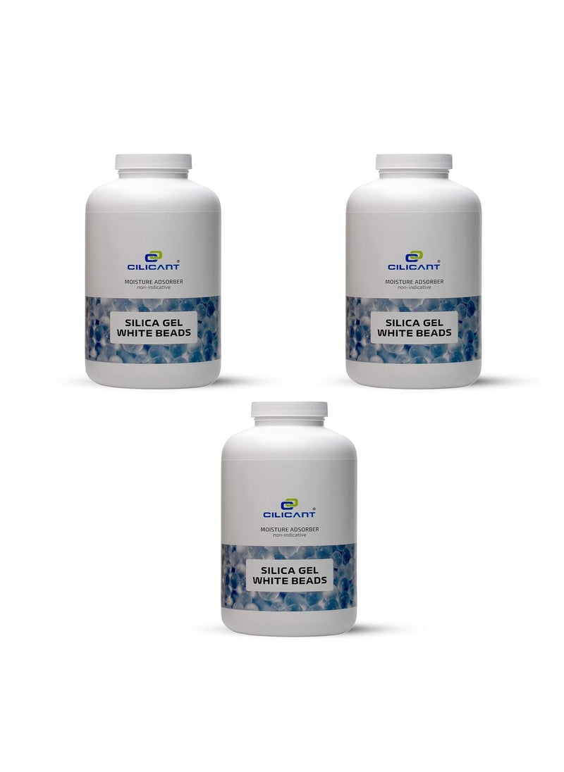 CILICAnT CILICAnT White Silica Gel Beads for Moisture Control Rechargeable Non Indicating Desiccant Dehumidifier Beads Size 24 mm 950 ml 3 2850 ml 