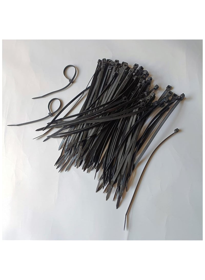 100 pcs 6 inch Cable Zip Ties Heavy Duty, Premium Plastic Wire Ties with 50 LBS Tensile Strength, Self-Locking Black Nylon Cable Tie Wraps Straps for Indoor... - Image 5