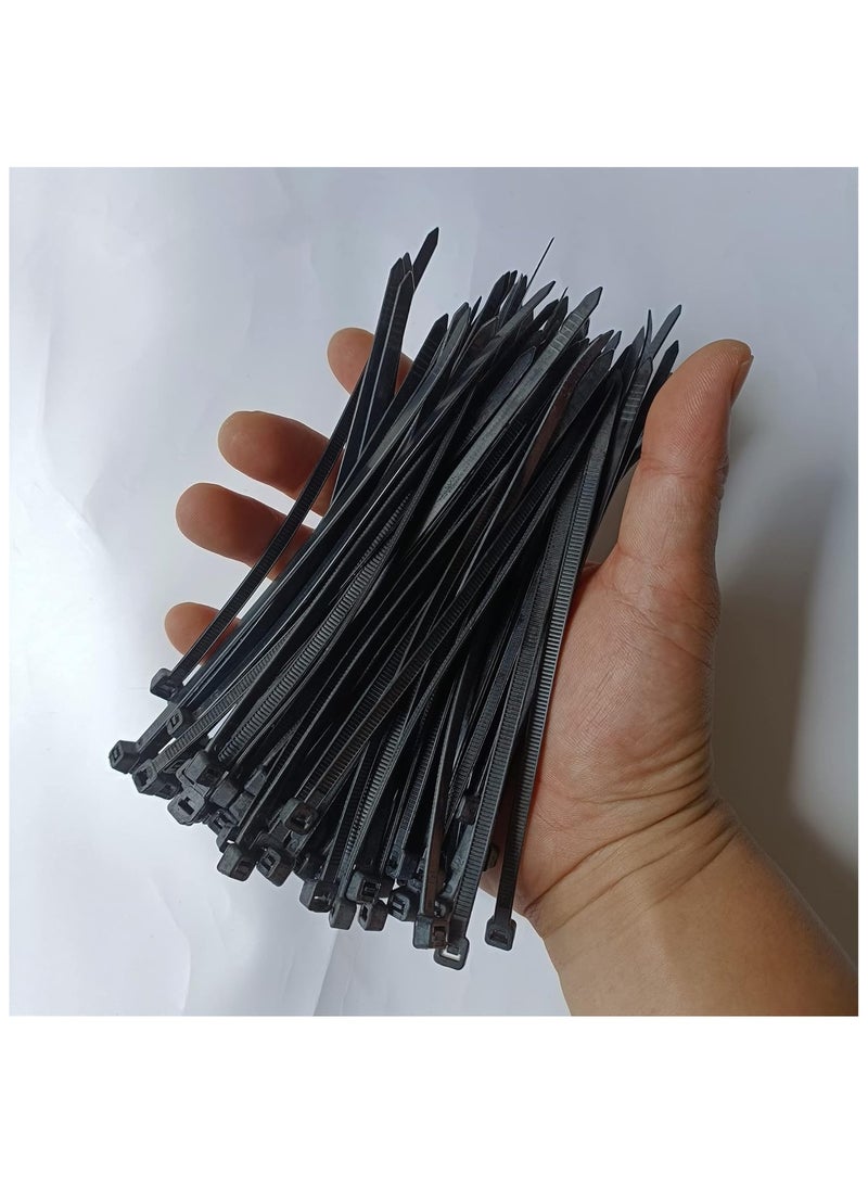 100 pcs 6 inch Cable Zip Ties Heavy Duty, Premium Plastic Wire Ties with 50 LBS Tensile Strength, Self-Locking Black Nylon Cable Tie Wraps Straps for Indoor... - Image 4