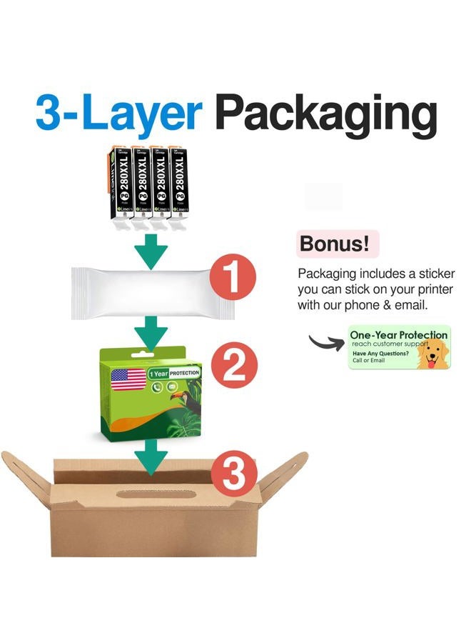 Limeink Compatible Ink Cartridge Replacement for Canon Ink 280 Cartridges 280xxl PGBK for Canon Ink Cartridges for Canon 280 Ink Cartridges for Canon TR8520 Ink Cartridges 4 BK - Image 5