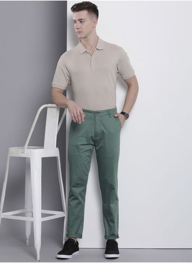 The Indian Garage Co Men Slim Fit Solid Mid-Rise Stretchable Chinos  - Image 4