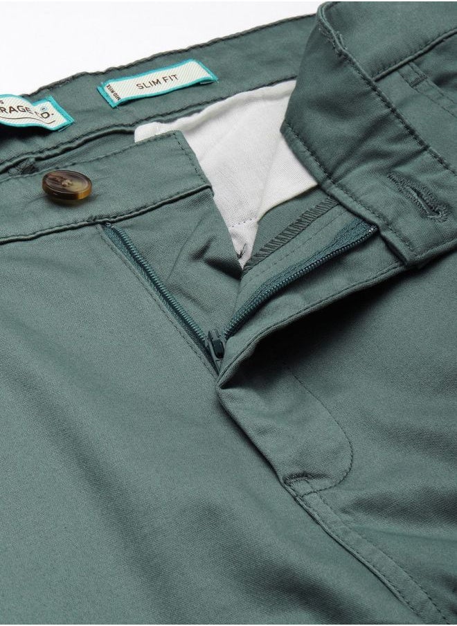 The Indian Garage Co Men Slim Fit Solid Mid-Rise Stretchable Chinos  - Image 3