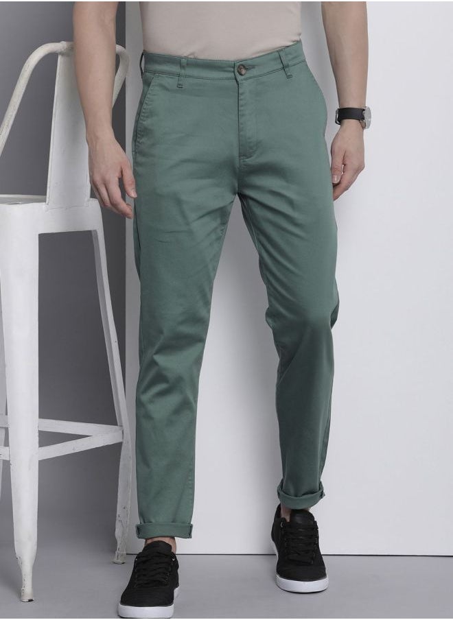 The Indian Garage Co Men Slim Fit Solid Mid-Rise Stretchable Chinos  - Image 1
