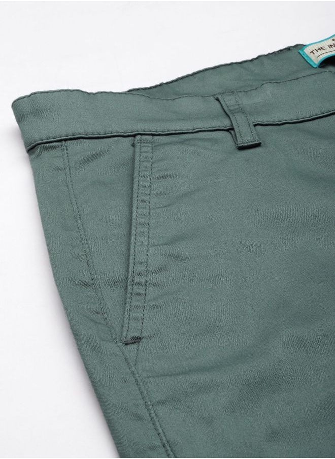 The Indian Garage Co Men Slim Fit Solid Mid-Rise Stretchable Chinos  - Image 5