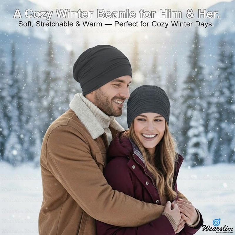 Wearslim قبعات صوف دافئة ®، قبعة رأس مع دافئ للرقبة مجموعة قبعات شتوية وشالات للرجال والنساء - Image 5