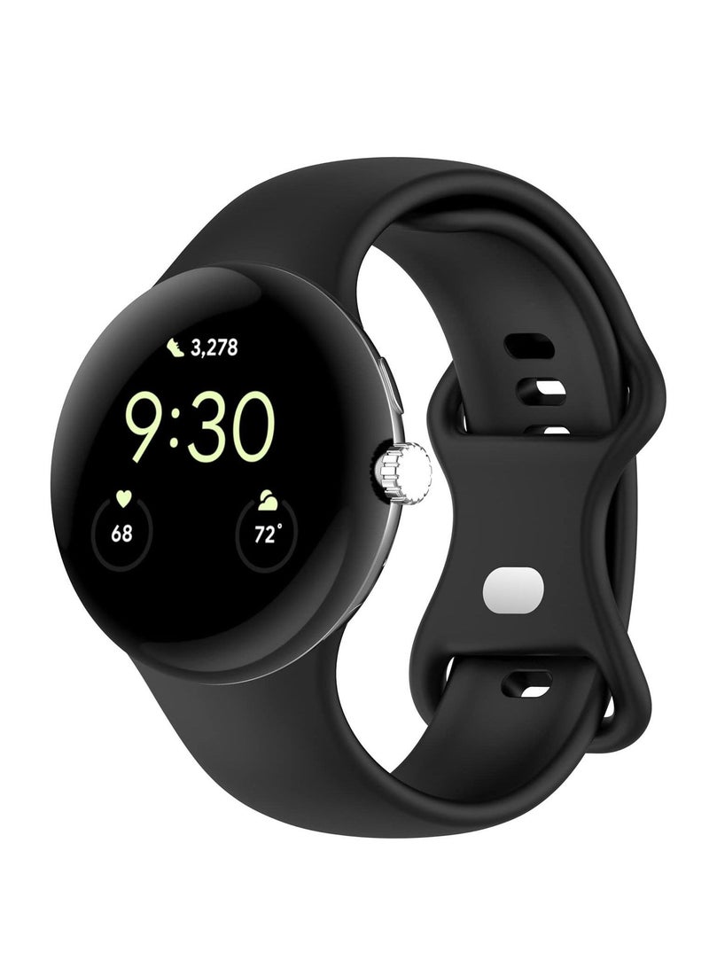 Strap Compatible with Google Pixel Watch Small Replacement Sport Silicone Watch Band Straps for Google Pixel Watch Women (Black S) - Image 1