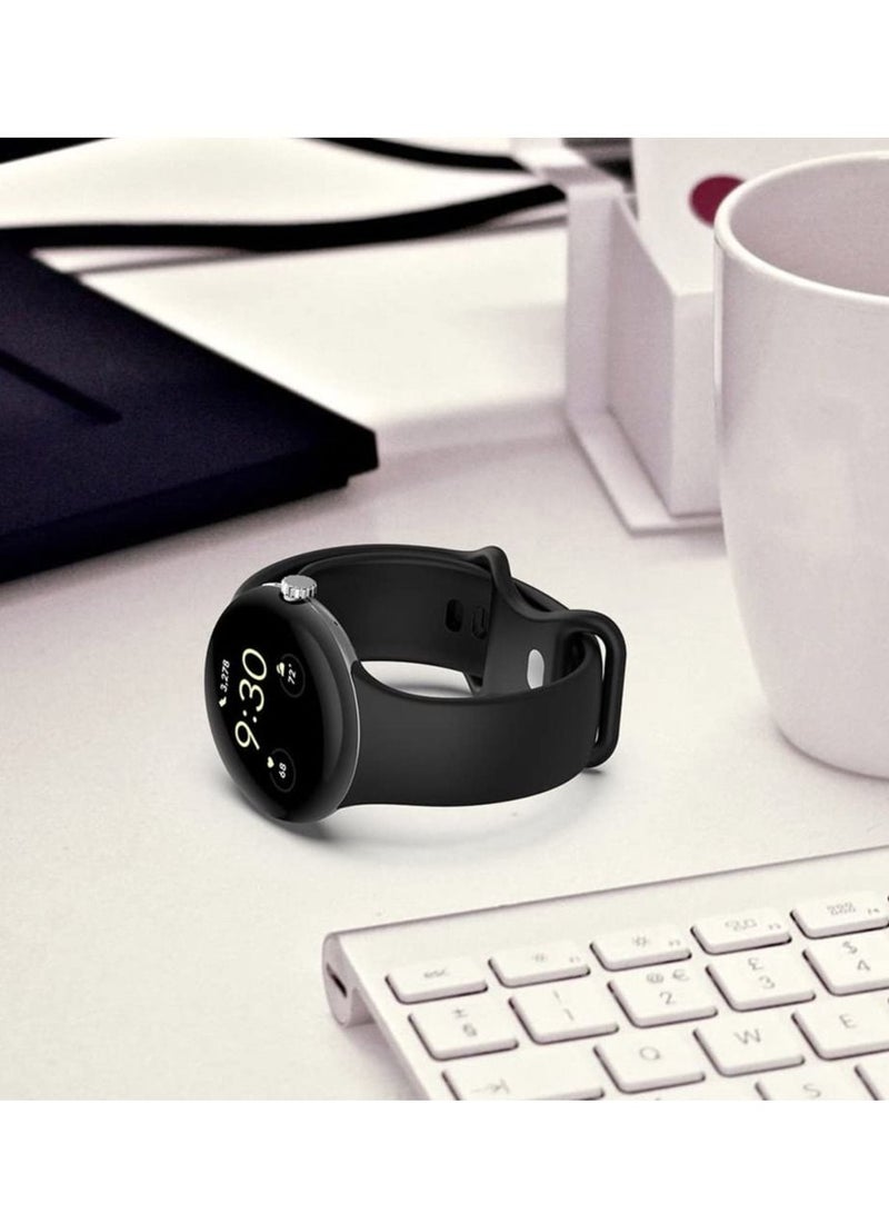 Strap Compatible with Google Pixel Watch Small Replacement Sport Silicone Watch Band Straps for Google Pixel Watch Women (Black S) - Image 2
