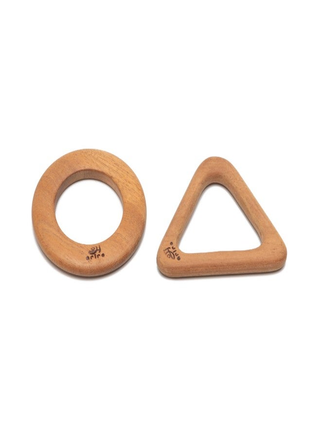 Ariro Wooden Infant Teethers Shaped As Circle And Triangle For Baby Boy & Girl|Hand Crafted With Organic Neem Wood That Helps Boost Immunity & Aids In Digestion|Easy To Grasp & Chew - Image 1