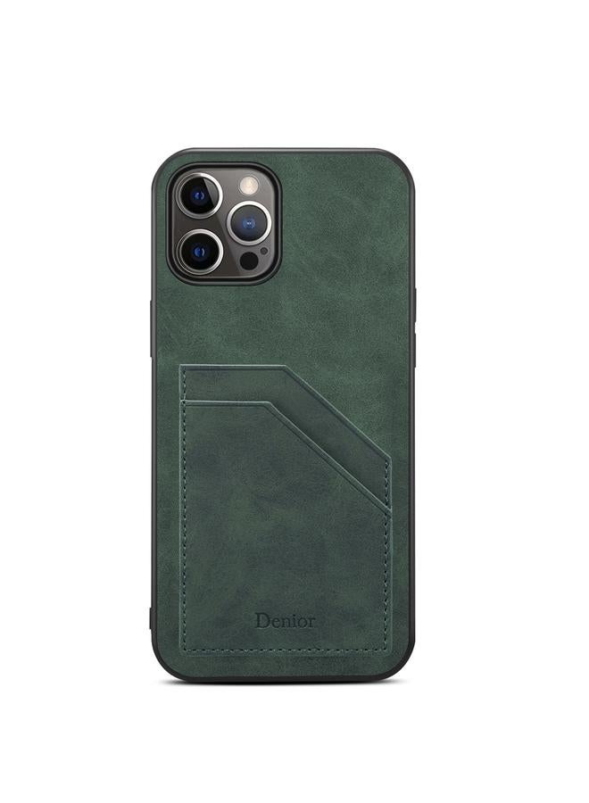 Denior Case For iPhone 15 Pro Max PU Dual Card Slot Back Cover Phone Case - Image 2