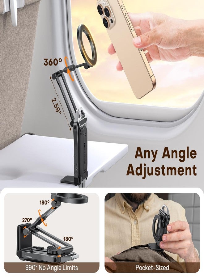 Omoton حامل ثلاثي القوائم مغناطيسي قابل للتعديل من OMOTON بزاوية 360° لمغناطيس MagSafe، حامل هاتف من الألمنيوم القابل للطي يناسب iPhone 17/16/15/14 Pro Max Air، ملحقات أساسية للسفر، صالة الألعاب الرياضية، والفيديوهات - Image 5
