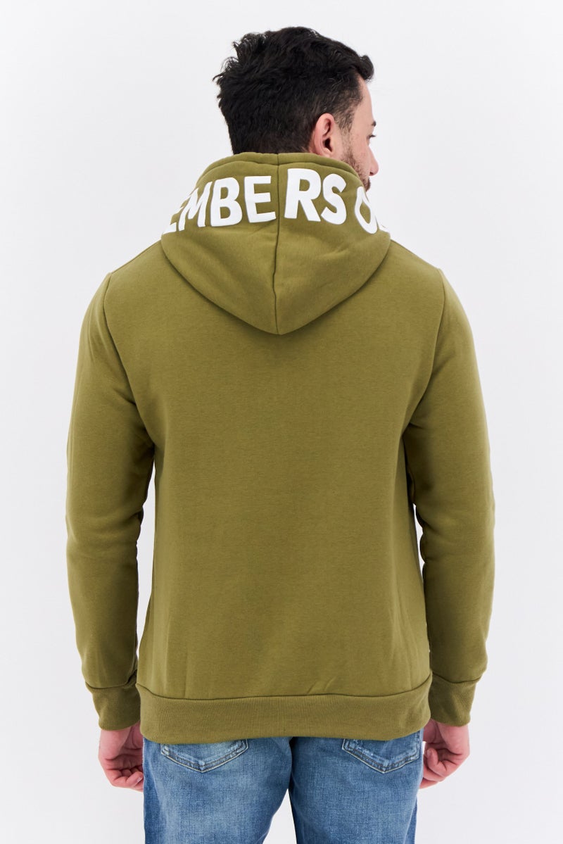 MEMBERS ONLY Men Hooded Embroidered Long Sleeves Sweatshirt, Olive - Image 3