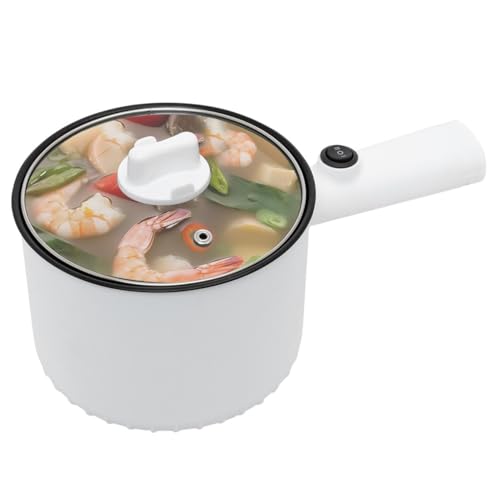 Jecrina Electric Non-Stick Saucepan Cooking Pot with Lid Portable Electric Pan with Adjustable Heat Compact Electric Pan for Home Kitchen Electric Hot Pot Cooker [ White ] - Image 1