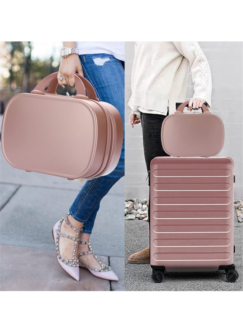 KASTWAVE Portable Makeup Travel Case, Mini ABS Carrying Suitcase with Elastic Band, Multifunctional Storage Makeup Bag Suitable for women and girls to go out and travel (Rose Gold) - Image 4