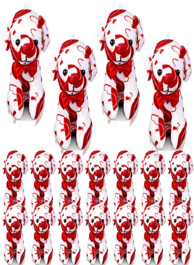 Haull 18 Pcs Valentine's Day Stuffed Dogs Plush Toys with Hearts Pattern for Valentine's Day Birthday Party Gift Favors - Image 1