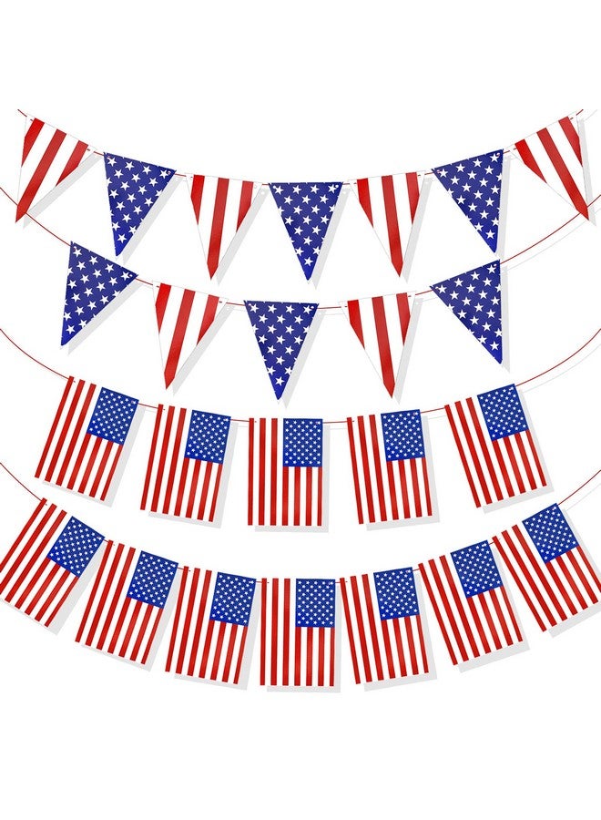 HOWAF لوازم حفلة 4 يوليو - لافتة علم النجوم والخطوط الأمريكية - زينة علم مثلث للولايات المتحدة - زينة حفلة وطنية ليوم الاستقلال وذكرى الحفلات - Image 1