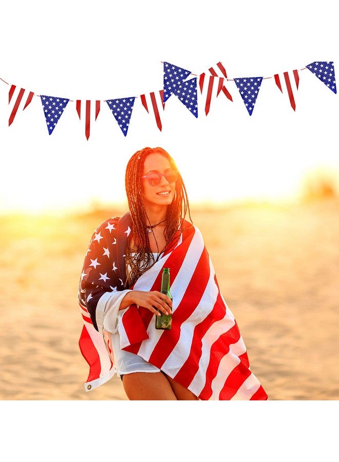 HOWAF لوازم حفلة 4 يوليو - لافتة علم النجوم والخطوط الأمريكية - زينة علم مثلث للولايات المتحدة - زينة حفلة وطنية ليوم الاستقلال وذكرى الحفلات - Image 5