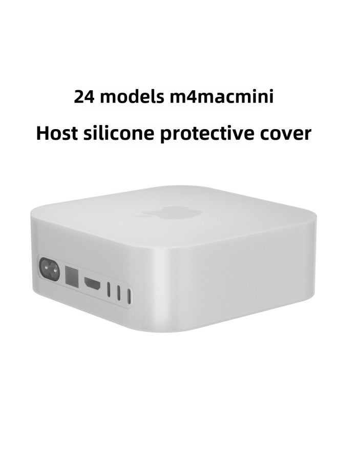 Drop-resistant Silicone Protective Cover For 2024 Mac Mini Computer Host Dust-proof M4 Storage-Color:Apple Powder  - Image 2