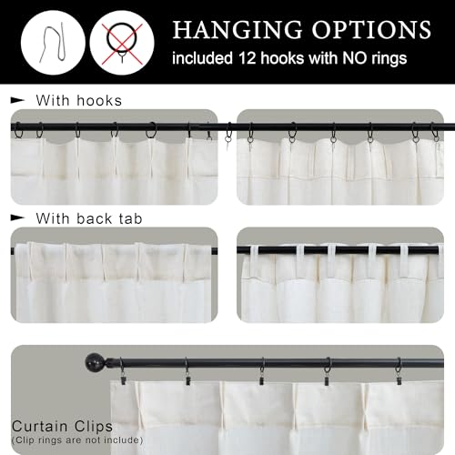 DANCURTON Pinch Pleated Cream Linen Kitchen Curtain 24 Inch Length 2 Panel Set Modern Neutral Short Cafe Curtains with Hooks Light Filtering Semi Sheer Small Window Treatment Tiers for Basement 30x24 2 FT Ivory - Image 2