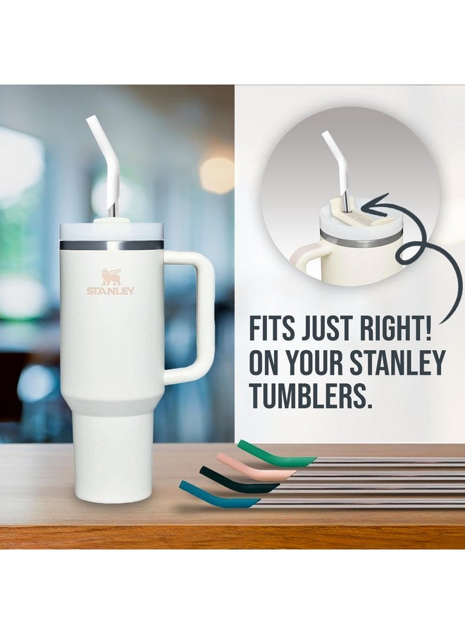 purifyou purifyou Stainless Steel Straws with Silicone Tips, 14.5in Extra Long & Wide Reusable Metal Straws for Stanley and 40oz Tumblers, Portable Case, Cleaning Brush, Durable Drinking Straws (Set of 5) - Image 4