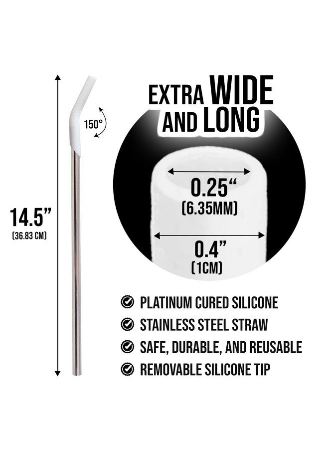 purifyou purifyou Stainless Steel Straws with Silicone Tips, 14.5in Extra Long & Wide Reusable Metal Straws for Stanley and 40oz Tumblers, Portable Case, Cleaning Brush, Durable Drinking Straws (Set of 5) - Image 2
