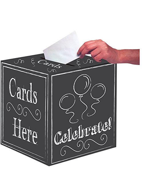 CREATIVE CONVERTING Creative Converting Party Decorations Card Box Chalkboard Party Supplies 12 x 12 Multicolored 