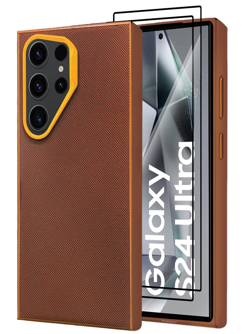 CATANES Samsung Galaxy S24 Ultra 3 Pack Vegan Leather Case, 1 Cover with 2 Screen Protectors, Slim Fit, Raised Edges for Camera and Screen Protection - Image 2