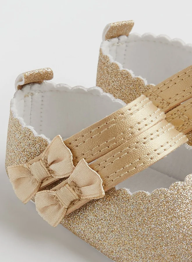mothercare Gold Bow Pram Shoes