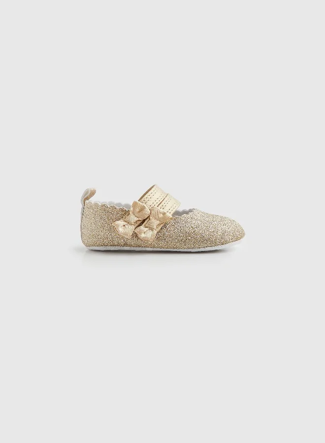 mothercare Gold Bow Pram Shoes
