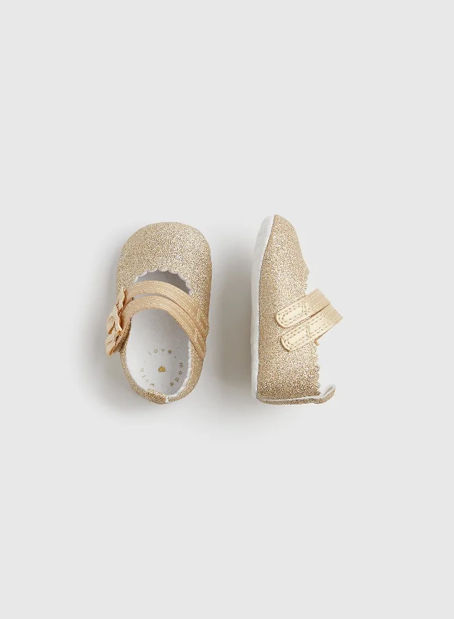 mothercare Gold Bow Pram Shoes