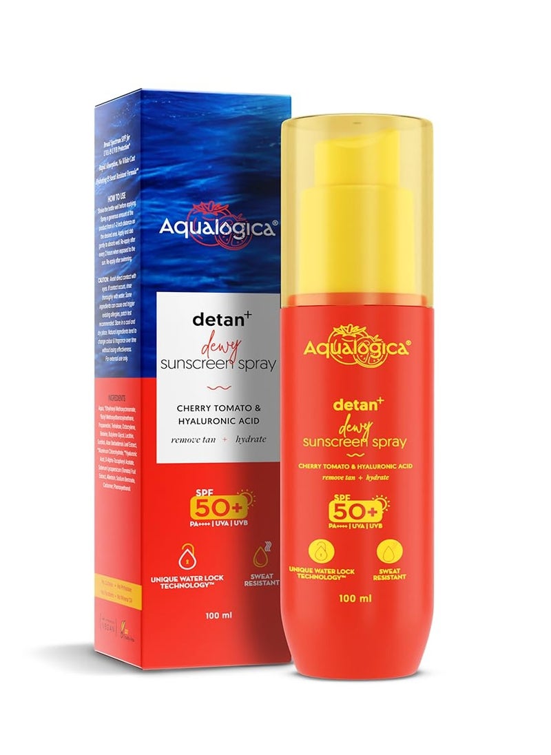 Aqualogica Aqualogica Detan+ Dewy Sunscreen Spray Spf 50+ Pa++++ Uva/B Protectionihydrating and Sweat Resistant White Cast-100 For Men and Women|Oxybenzone Free - All Skin Type  - Image 1