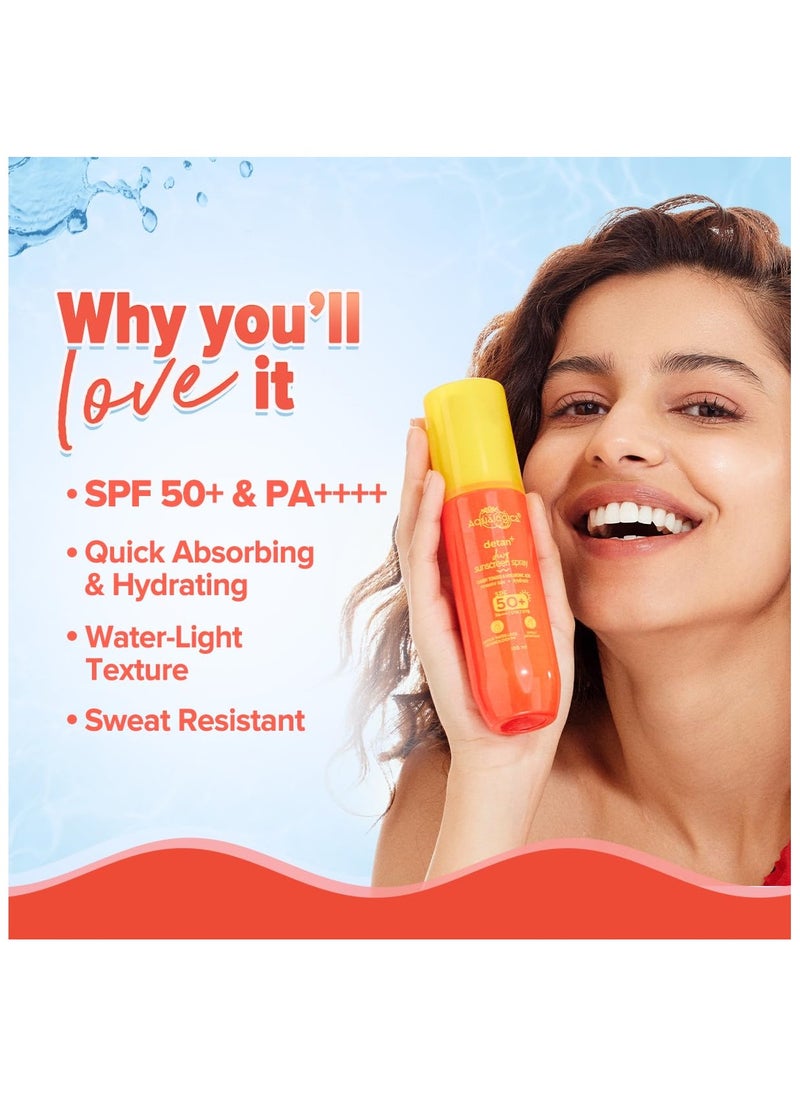 Aqualogica Aqualogica Detan+ Dewy Sunscreen Spray Spf 50+ Pa++++ Uva/B Protectionihydrating and Sweat Resistant White Cast-100 For Men and Women|Oxybenzone Free - All Skin Type  - Image 3