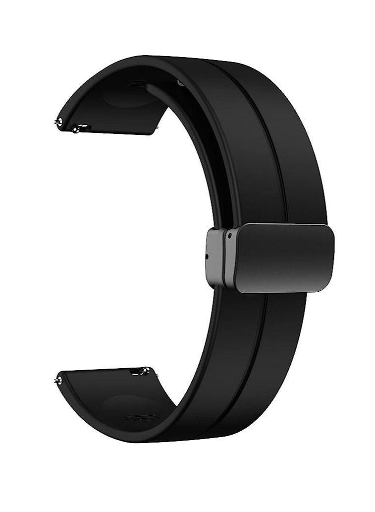 حزام من السيليكون مقاس 22 مم بإبزيم مغناطيسي قابل للطي لساعة سامسونج جلاكسي 3 45 / ووتش 46 / جير S3- أسود - Image 1