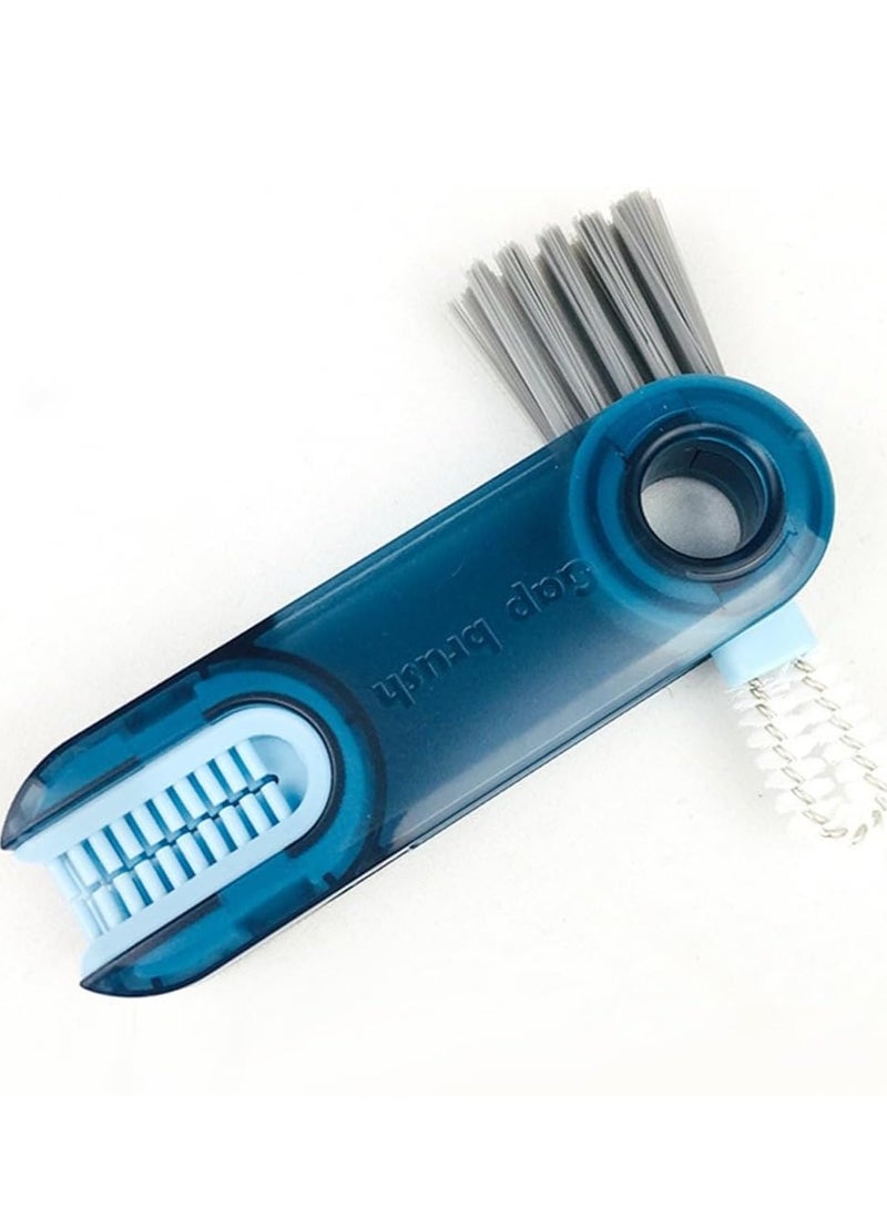 Generic ECVV 3 in 1 Multifunctional Cleaning Brush U-Shaped Silicone Bottle Cleaner Brush Cup Lid Crevice Cleaning Brush Home Kitchen Cleaning Tools (Blue)  - Image 3